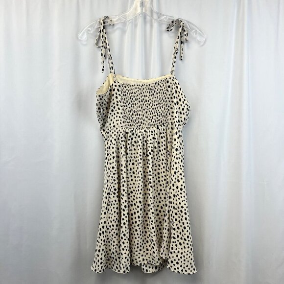 Lola Grace Tie Straps A-Line Dress Cream/Black Print Size Medium Above Knee - Picture 6 of 8